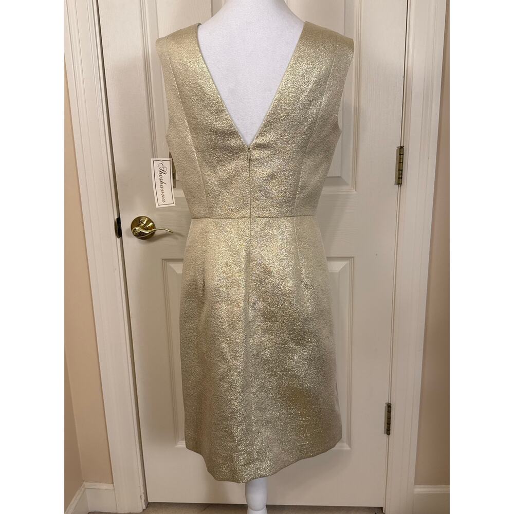 NWT Shoshanna Gold Metallic Sheath Dress Holiday Cocktail Party Size 8 - Picture 4 of 10
